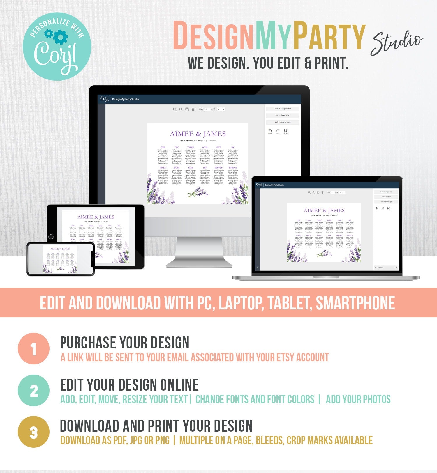 Editable Lavender Seating Chart Wedding Seating Sign Greenery Bridal Shower Foliage Table Sign Download Corjl Template Printable 0206