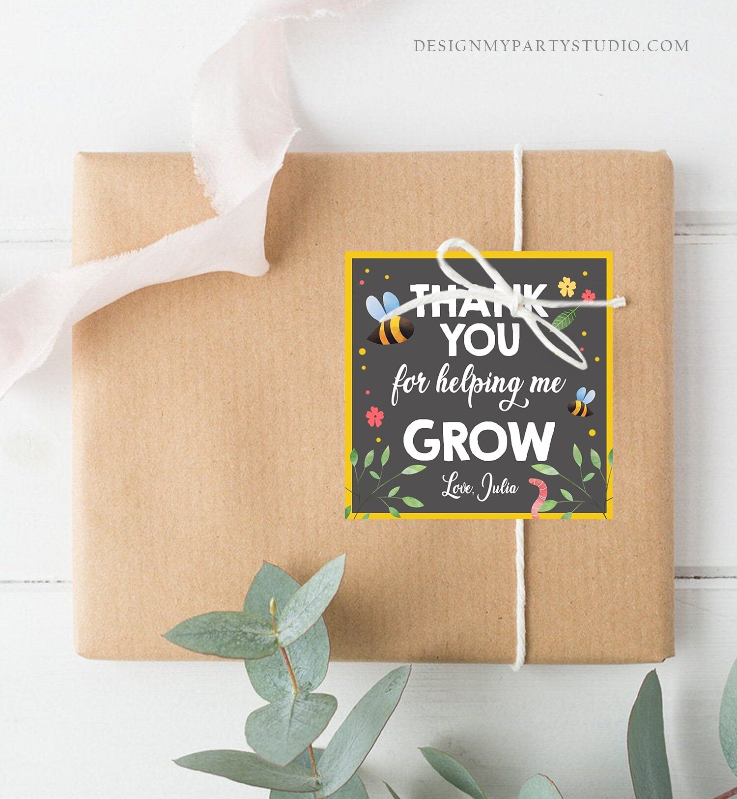 Editable Teacher Appreciation Tags Thank You for Helping me Grow Succulent Thank You Cactus Plant Tag Personalized Download Corjl 0464