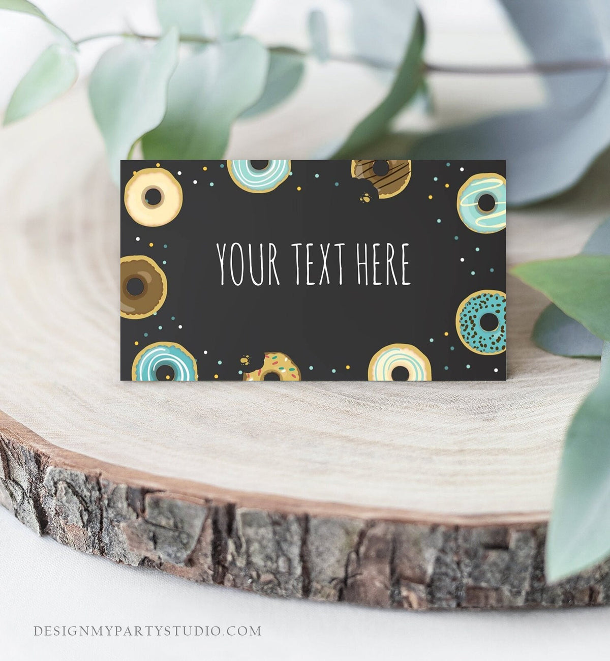 Editable Donut Food Labels Blue Boy Donut Place Card Donut Tent Card Escort Card Doughnut Birthday Baby Shower Bridal Corjl Template 0050