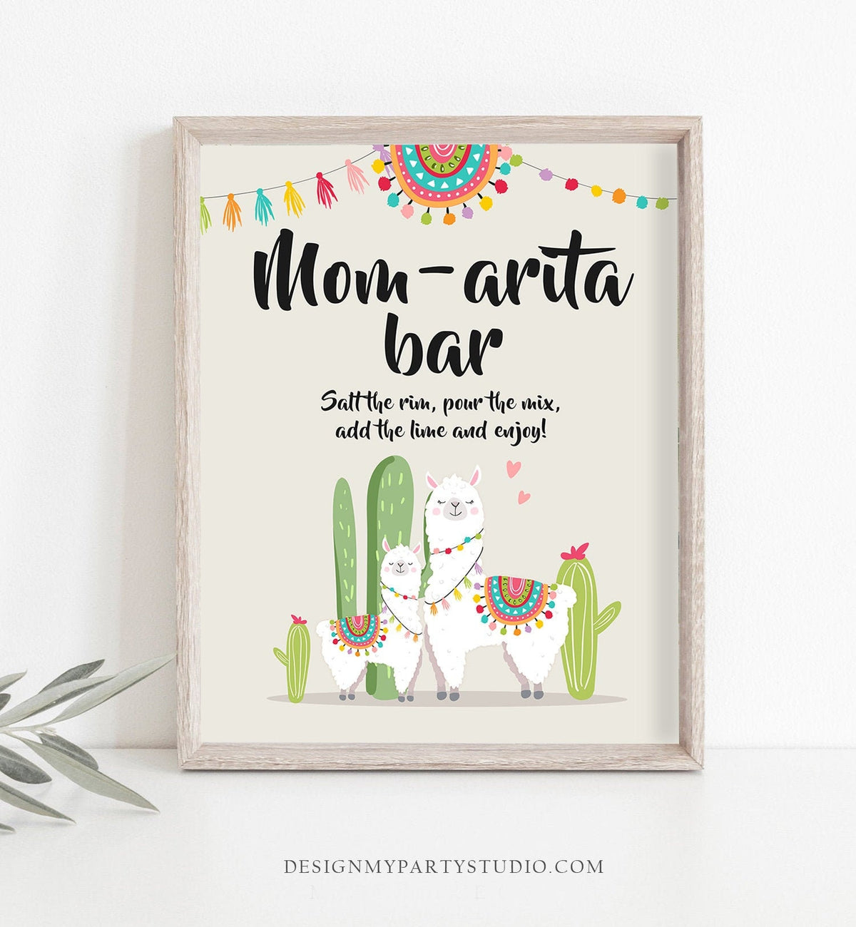 Llama Mom-arita Bar Sign Fiesta Margarita Mom-a-rita Baby Shower Couples Shower Decor Cactus Mexican Table Sign 8x10 Download Printable 0079