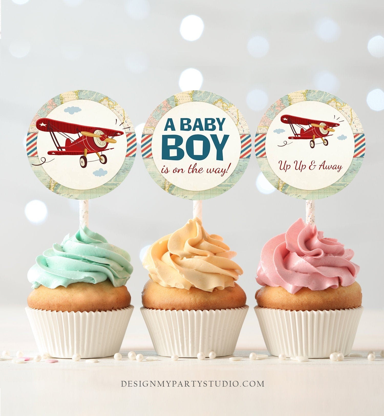 Baby Shower Favors | Airplane Baby Shower | Precious Cargo Shower | Vintage Airplane | Cupcake Mix | cheapest Custom Label | Personalized