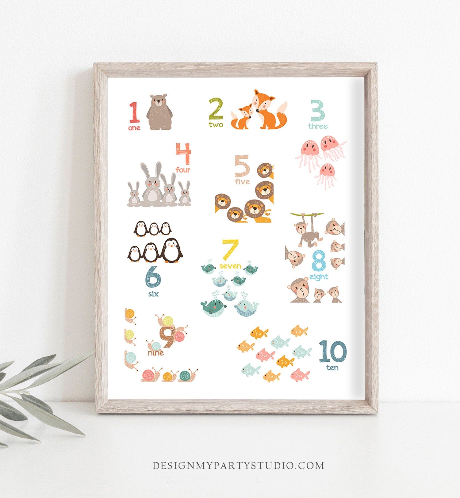 Set of 2 Alphabet Wall Art Alphabet Animals Animal Numbers 3 DIFFERENT SIZES Alphabet Poster Wall Decal ABC Nursery Decor Digital Printable