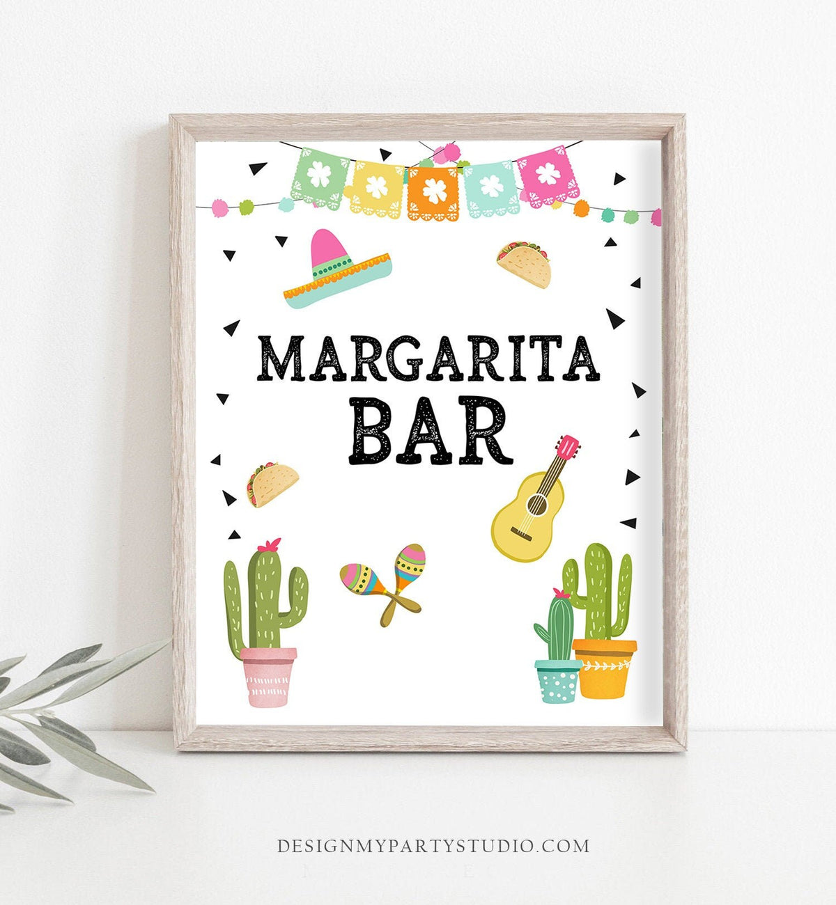 Margarita Bar Sign Fiesta Margarita Sign Fiesta Bridal Shower Cactus Baby shower Succulent Bar Sign 8x10 Instant Download PRINTABLE 0161