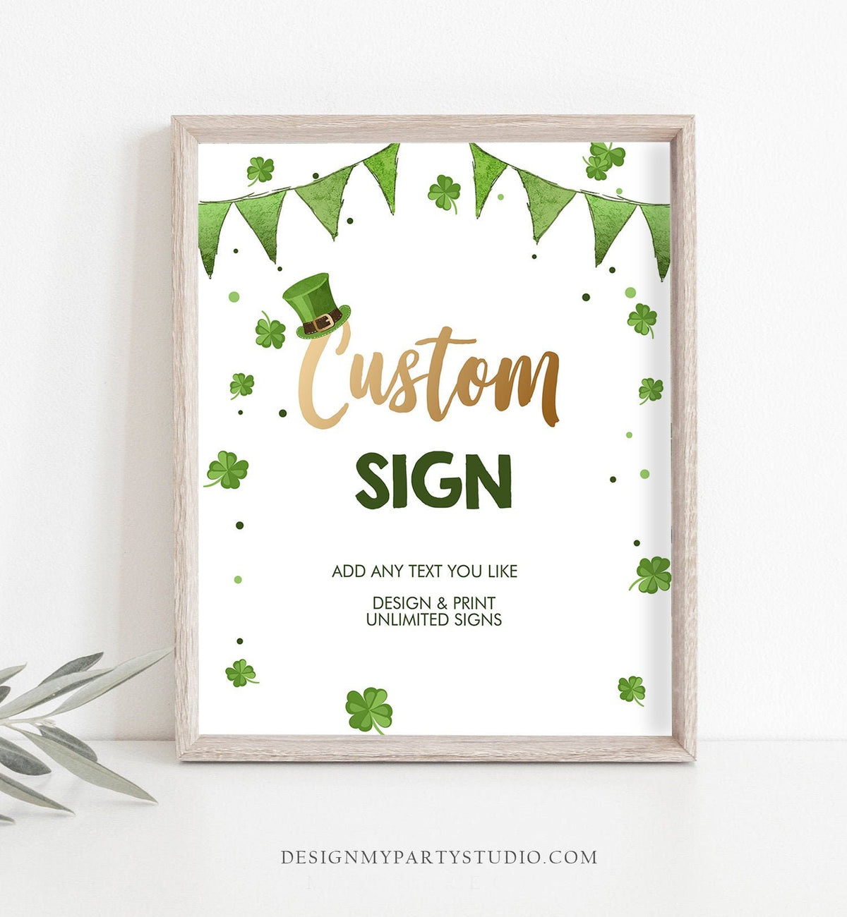 Editable Custom Sign St. Patrick&#39;s Day Sign St Patricks Day Decor Shamrock Table Sign Clover Download Corjl Template Printable 8x10 0115