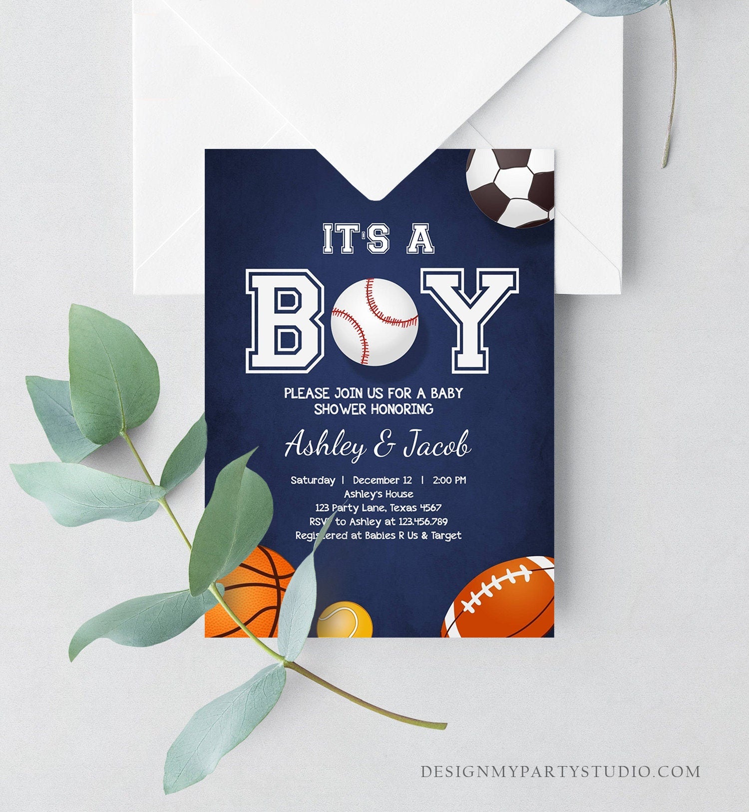 Editable Boy Baby Shower Invitation Baseball Baby Shower Its A Boy Invite Baby Sprinkle Sports Slugger Printable Template Corjl Digital