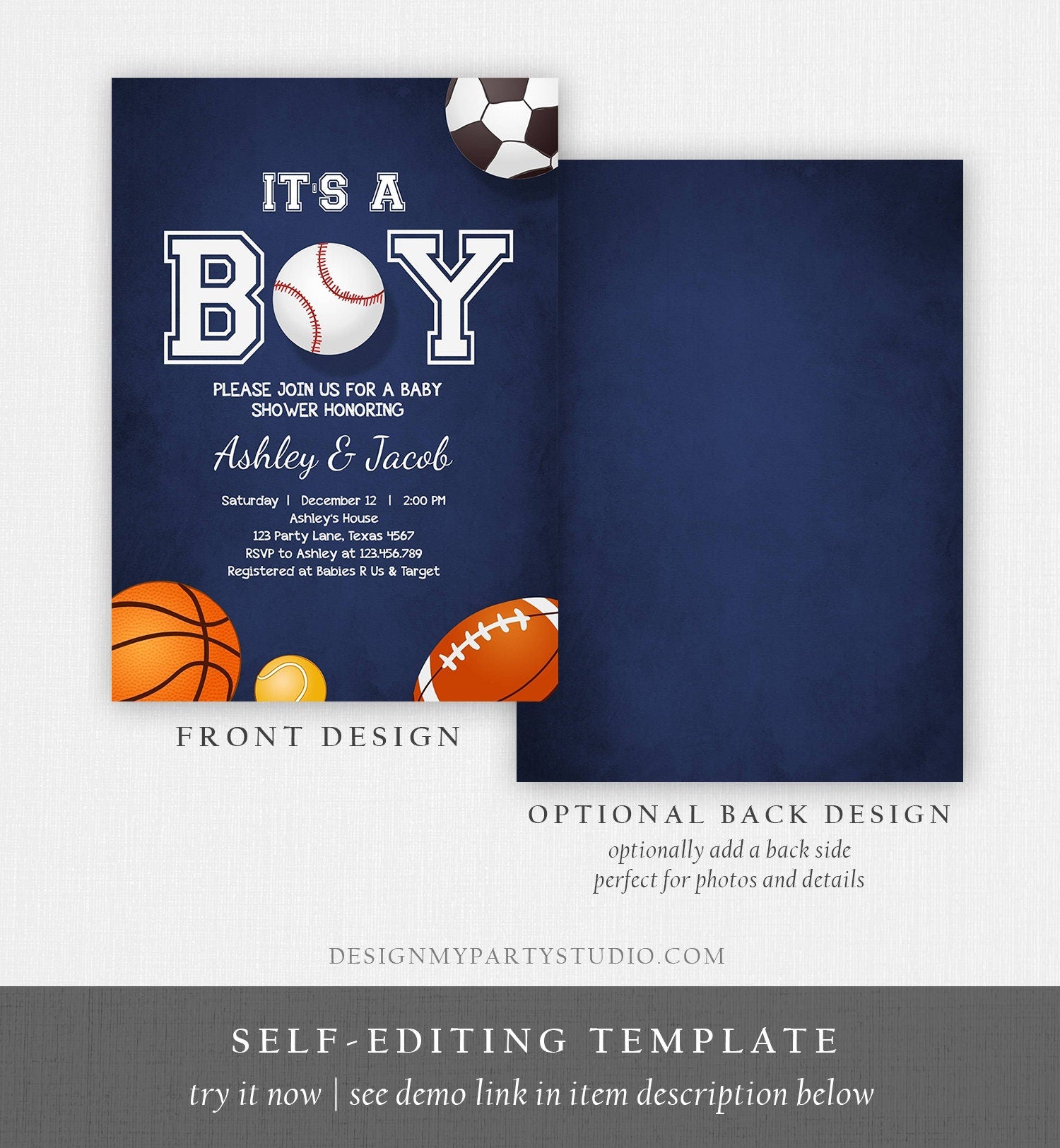 Editable Boy Baby Shower Invitation Baseball Baby Shower Its A Boy Invite Baby Sprinkle Sports Slugger Printable Template Corjl Digital