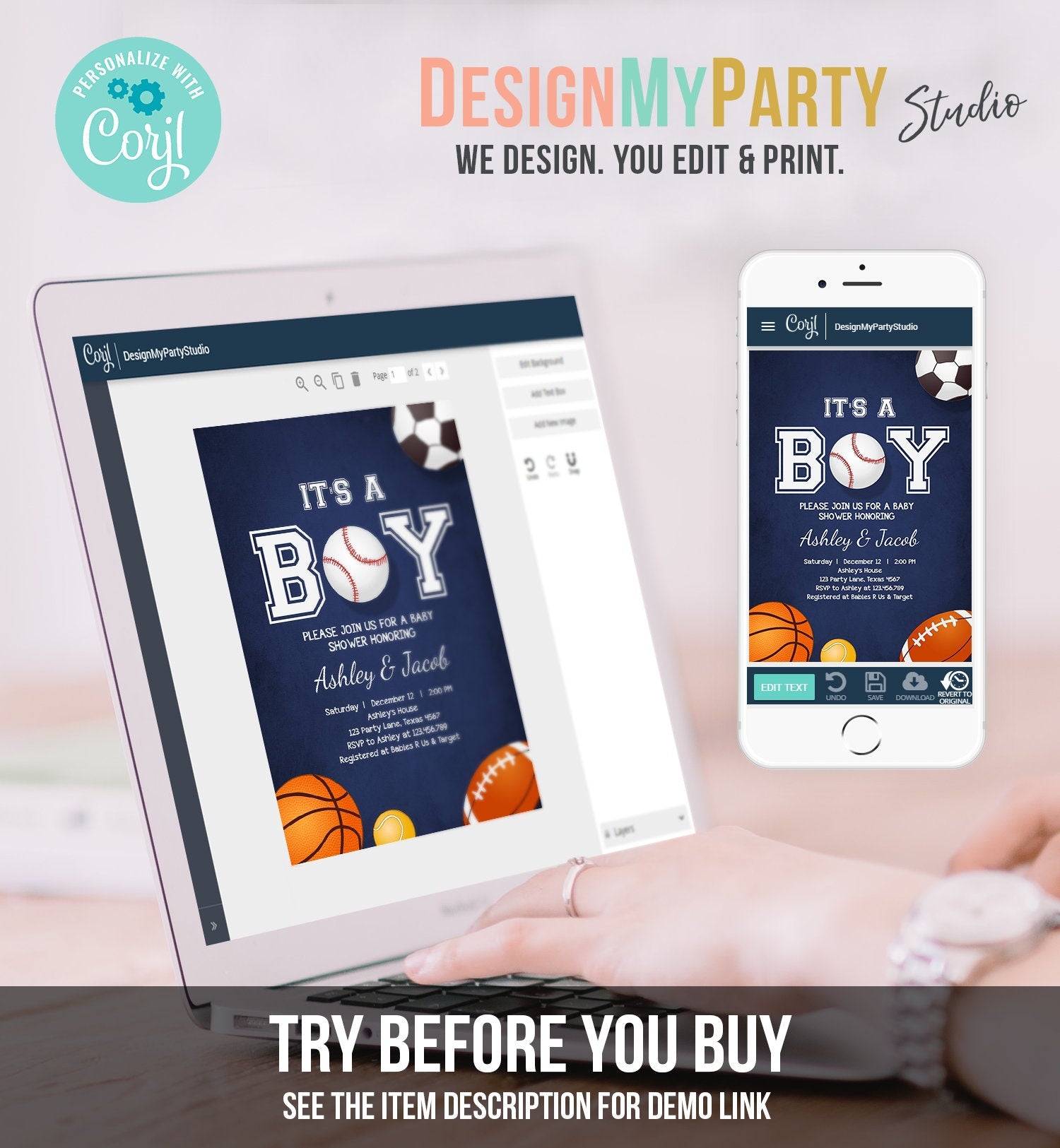 Editable Boy Baby Shower Invitation Baseball Baby Shower Its A Boy Invite Baby Sprinkle Sports Slugger Printable Template Corjl Digital