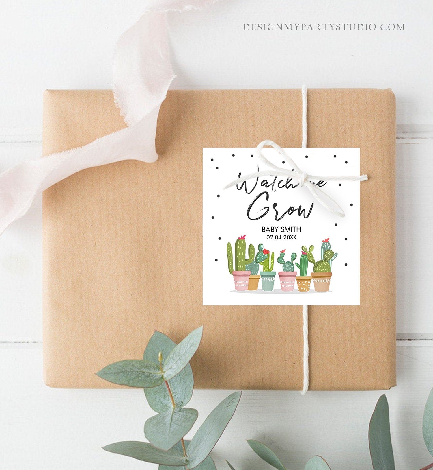 Editable Watch Me Grow Tags Fiesta Cactus Favor Tags Baby Shower Bridal Succulent Taco Bout Love Tag Baby Digital Template Printable 0254