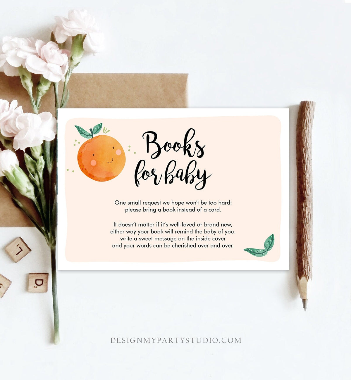 Editable A Little Cutie is on the Way Bring a Book Card Clementine Baby Shower Book Insert Books for Baby Download Template Printable 0330