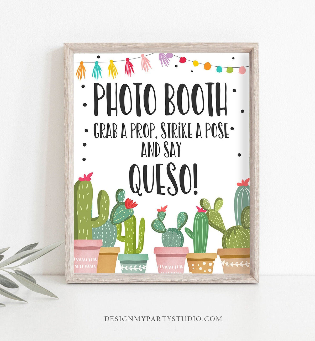 Fiesta Photo Booth Sign Cactus Photo Booth Prop Cinco de Mayo Succulent Bridal Shower Mexican Decor 8x10 Instant Download Printable 0254