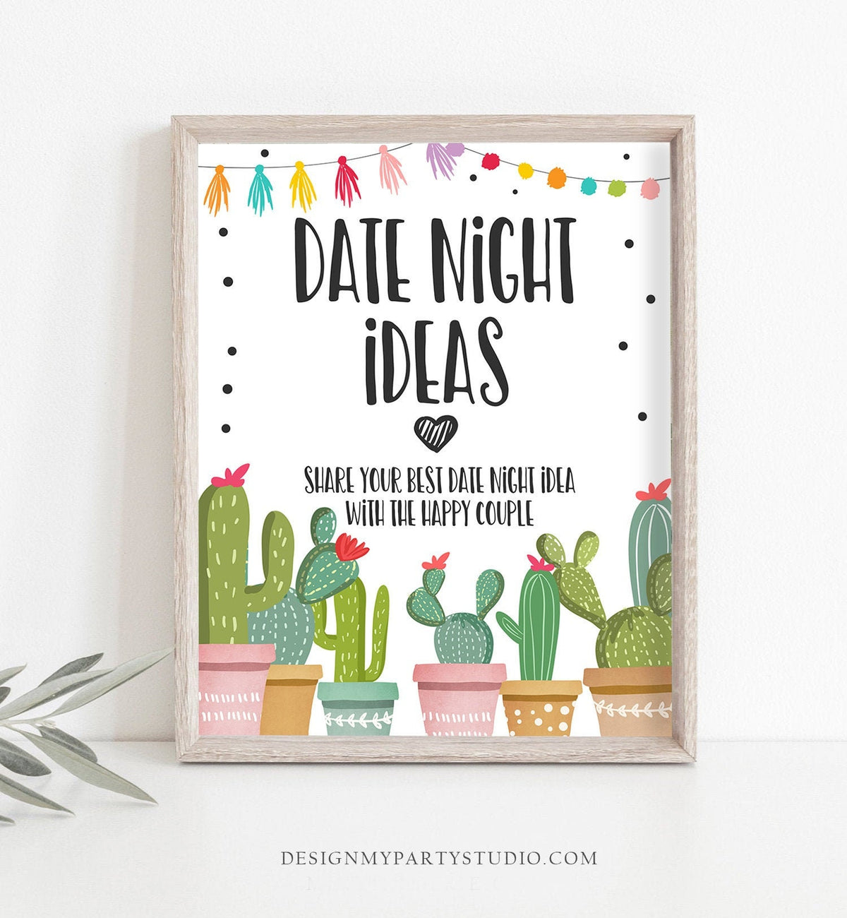 Date Night Ideas Sign Couples Shower Fiesta Bridal Shower Cactus Themed Fiesta Decor Succulent Mexican Instant Download Printable 0254