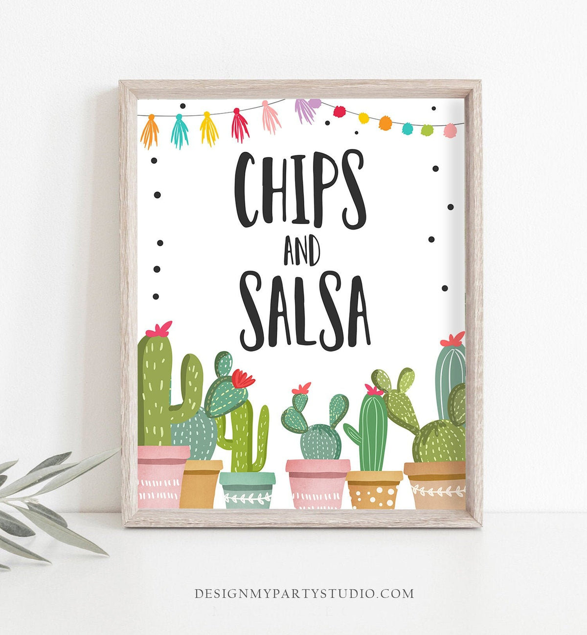 Chips and Salsa Dippin Mexican Food Fiesta Cactus Succulent Birthday Baby Bridal Shower Decor Mexican 8x10 Instant Download Printable 0254