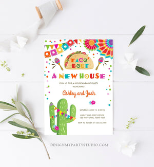 Editable Taco Bout A New House Housewarming Party Invitation Fiesta New Home Cactus Mexican Digital Download Corjl Template Printable 0045