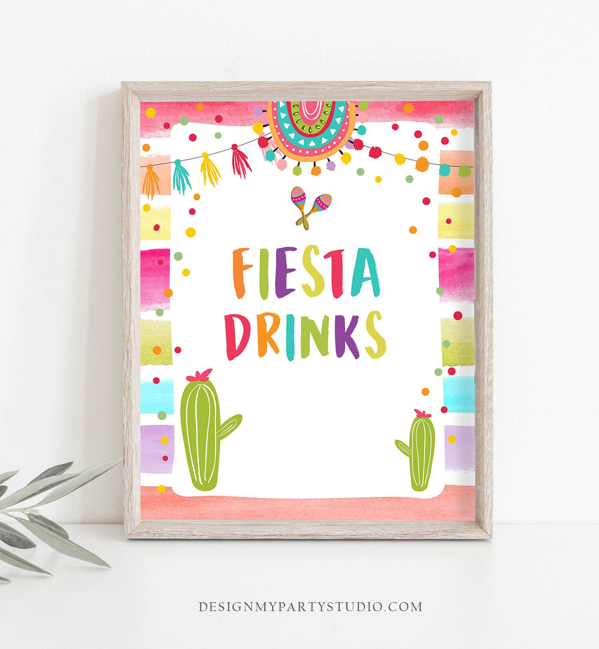 Fiesta Drinks Table Sign Mexican Food Cactus Succulent Birthday Baby Bridal Shower Decor Mexican 8x10 Instant Download Printable 0134