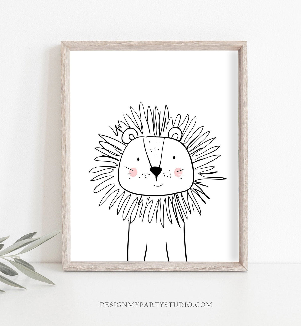 Lion Printable Nursery Wall Art Lion Nursery print Lion Print Modern nursery Lion Kids Jungle Zoo Lion Baby Room Black White PRINTABLE 0039