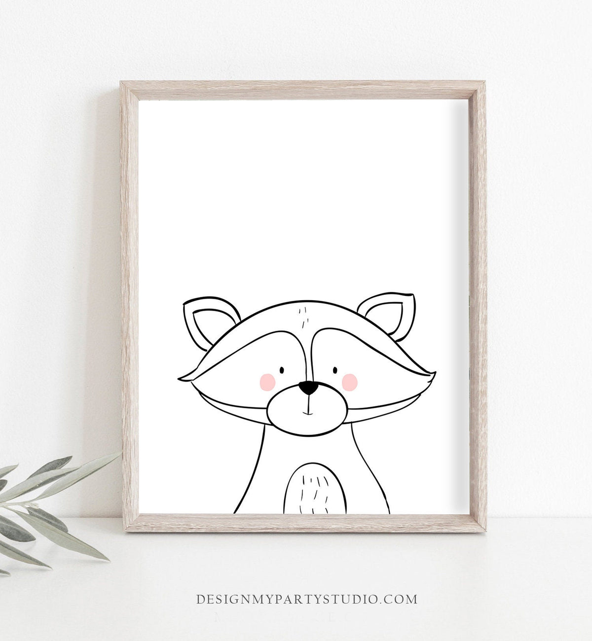 Raccoon Nursery Print Kids Wall Art Poster Art Nursery Safari Kids Room Modern Minimalist Cute Raccoon Digital Download Printable 0039