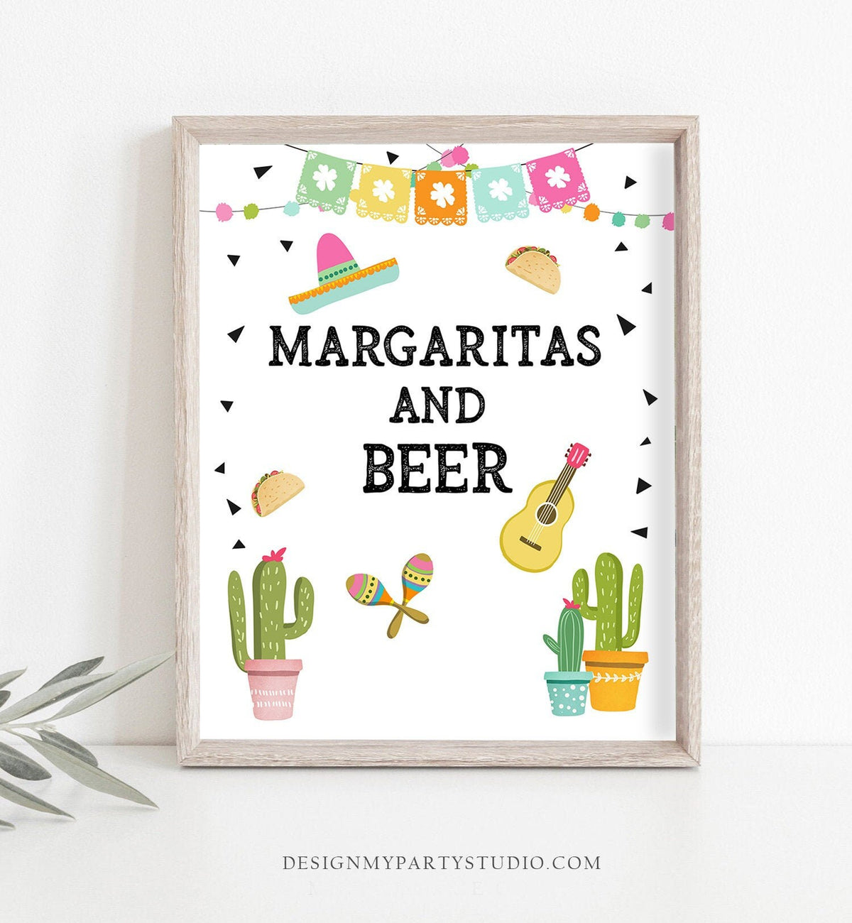 Fiesta Bar Sign Margaritas and Beer Fiesta Bridal Shower Baby Shower Decor Cactus Drink Table Drinks Sign Instant Download PRINTABLE 0161