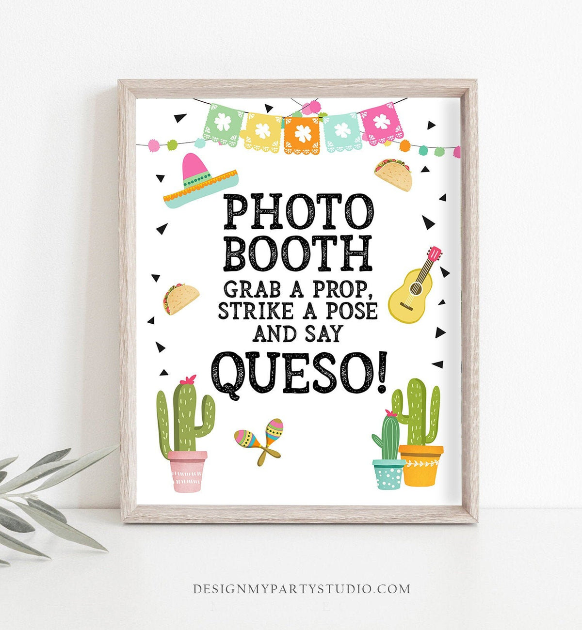 Fiesta Photo Booth Sign Cactus Photo Booth Prop Cinco de Mayo Succulent Bridal Shower Mexican Decor 8x10 Instant Download PRINTABLE 0161