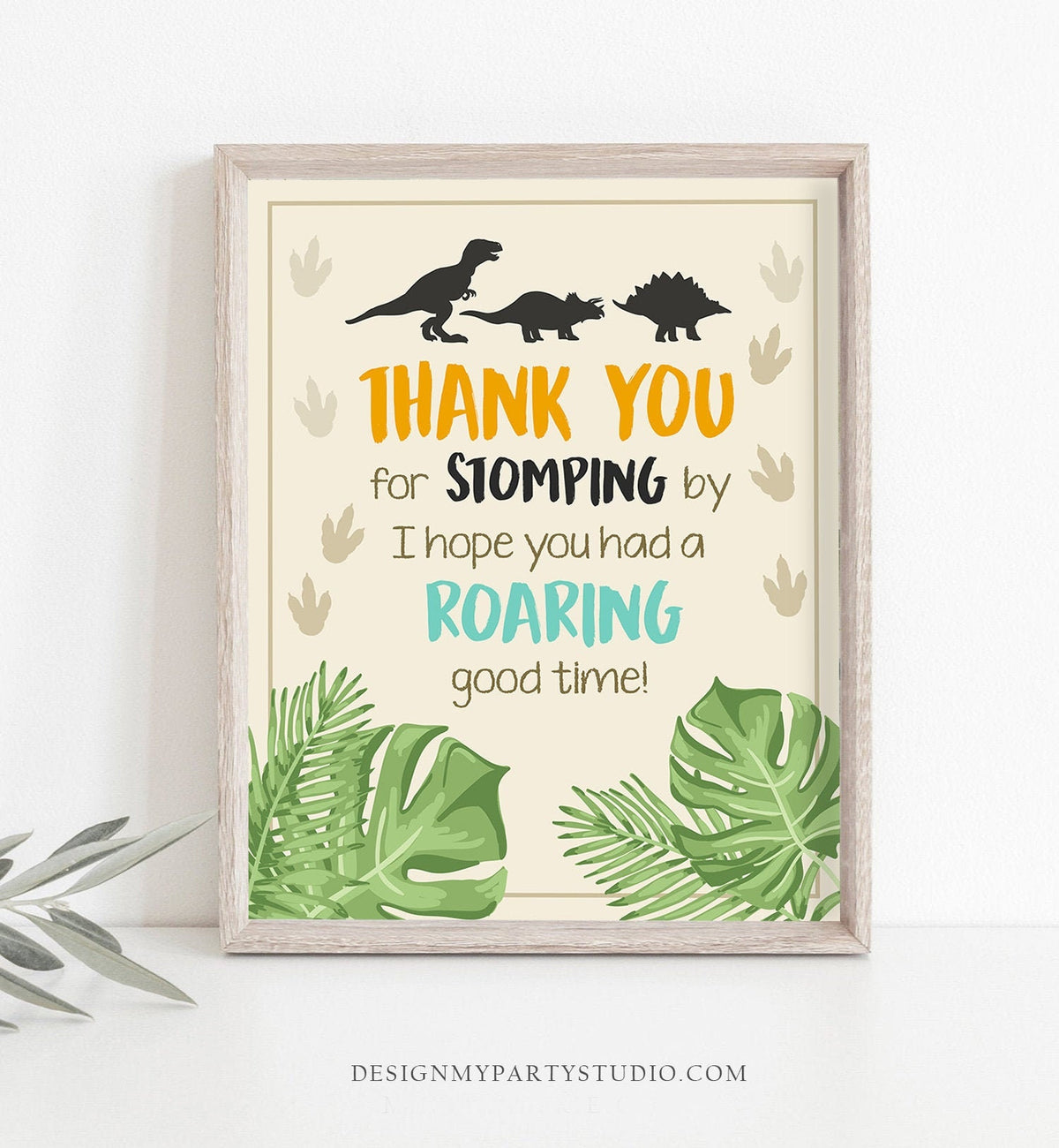 Thank You Dinosaur Sign Dinosaur Birthday Decor Favors Stomping By Dino Party Boy Prehistoric T-Rex Favor Table Sign Digital Printable 0043