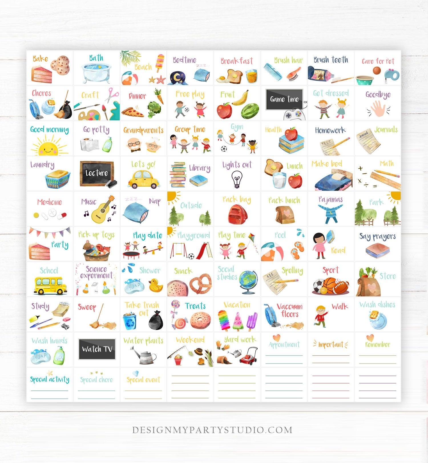 Visual Schedule Kids Daily Routine Chart 80 Cards Chores School Homeschool Toddler Preschoolers Calendar Daycare Download Printable 0341