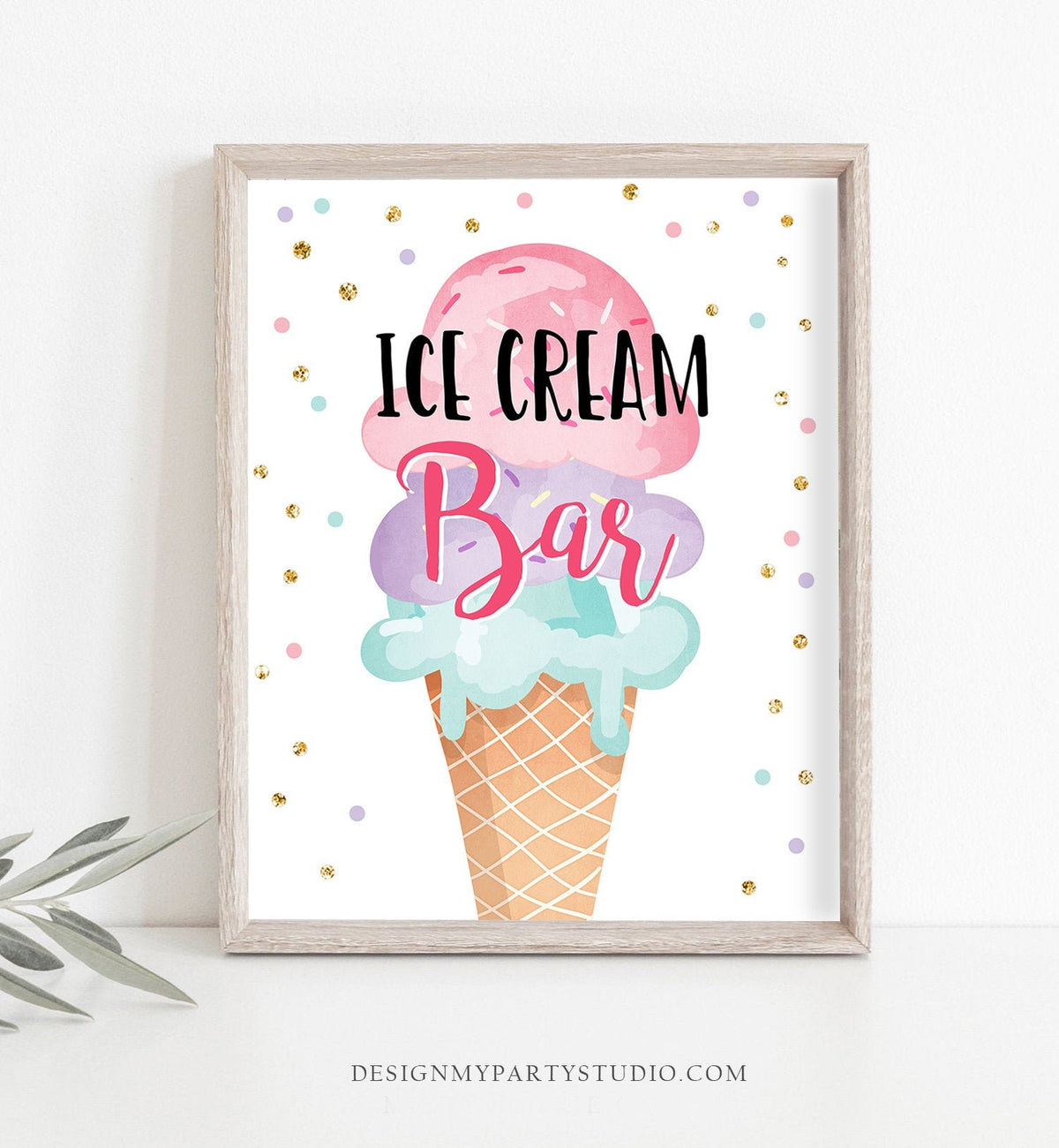 Ice Cream Bar Sign Ice Cream Social Birthday Ice Cream Party Sign Heres the Scoop Summer Pink Mint Purple Instant Download Printable 0243