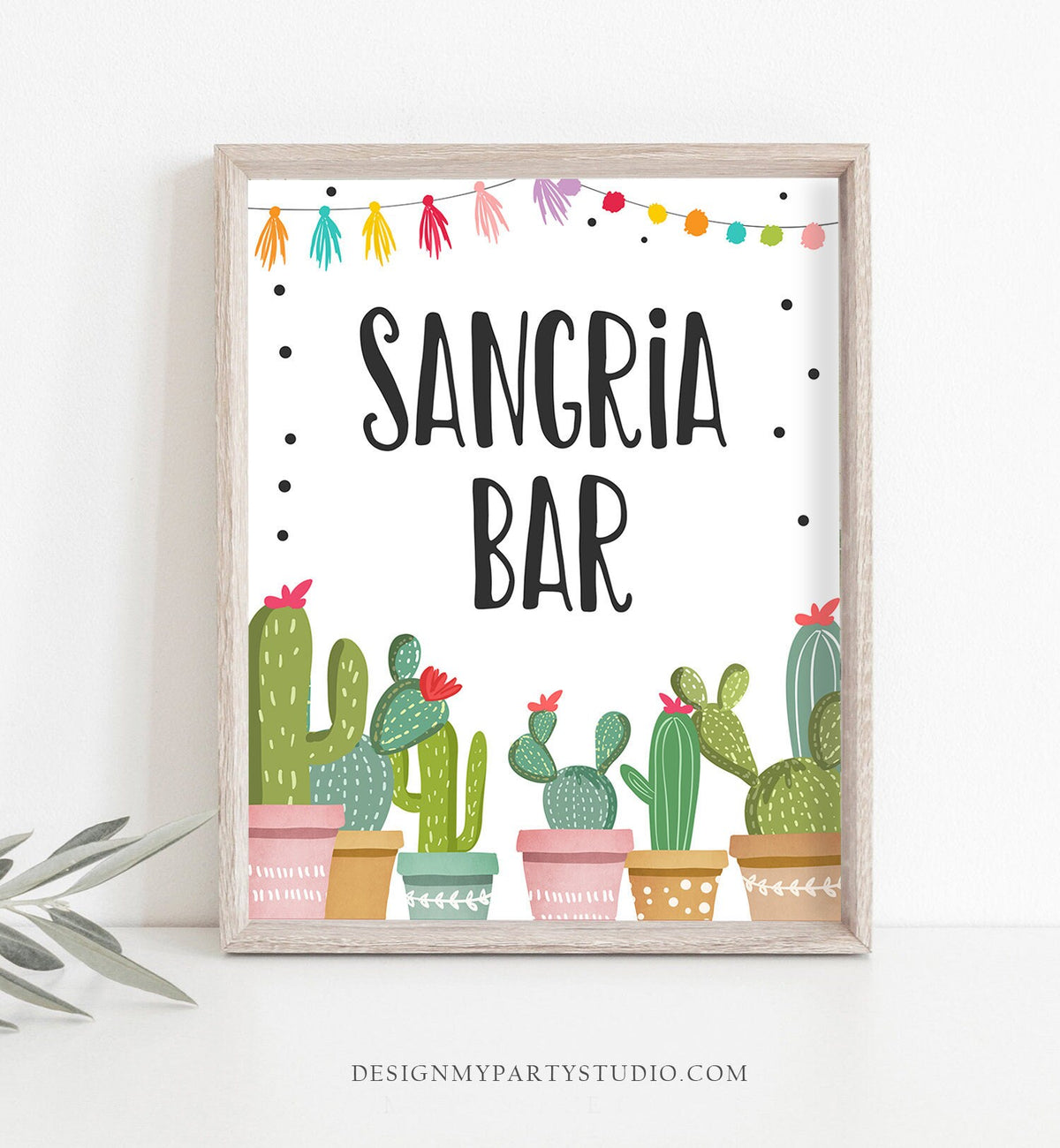 Sangria Bar Sign Fiesta Bridal Shower Sangria Sign Fiesta Birthday Cactus Mexican Succulent Bar Sign 8x10 Instant Download PRINTABLE 0254