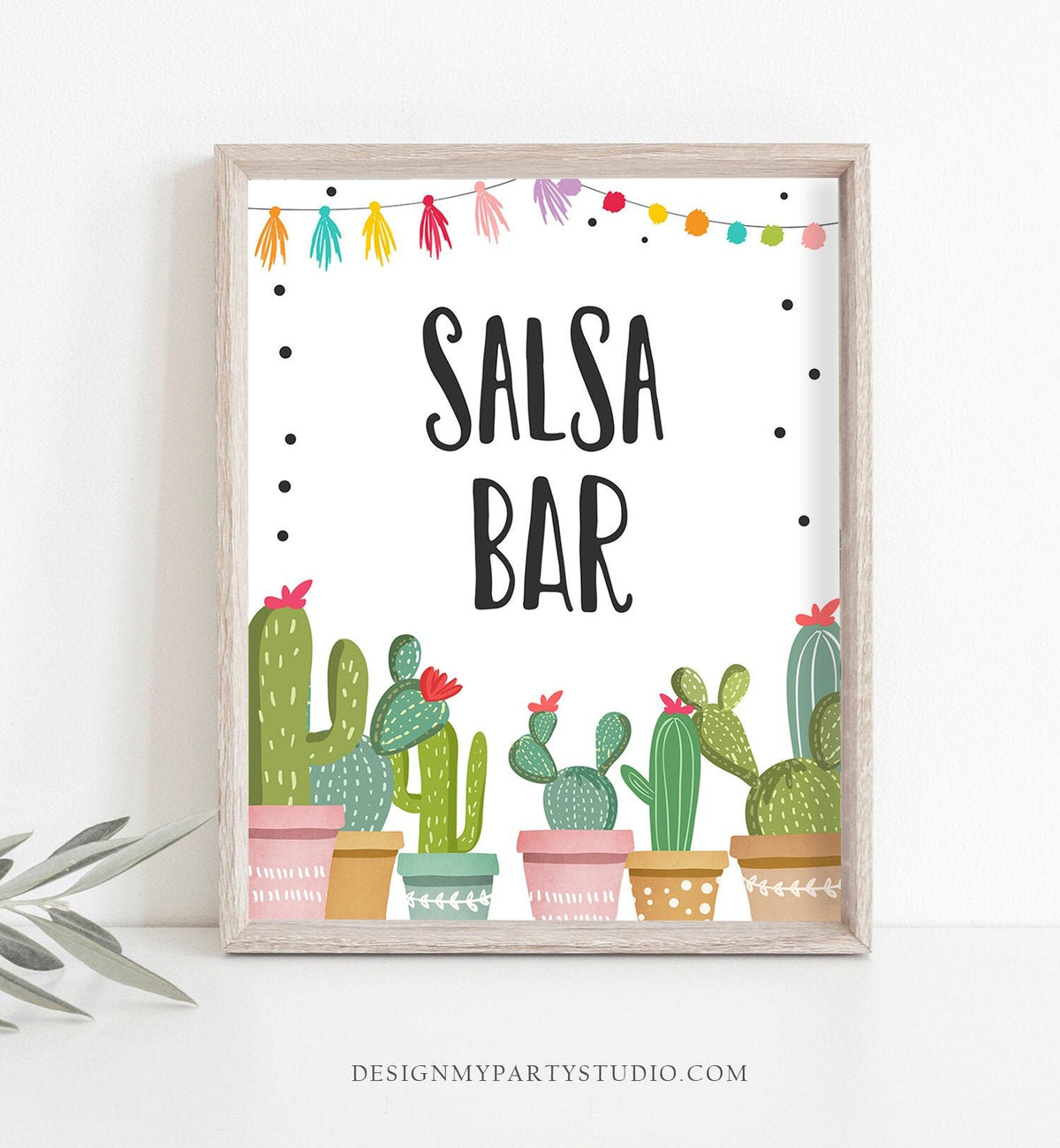 Salsa Bar Fiesta Table Sign Mexican Food Cactus Succulent Birthday Baby Bridal Shower Decor Mexican 8x10 Instant Download Printable 0254