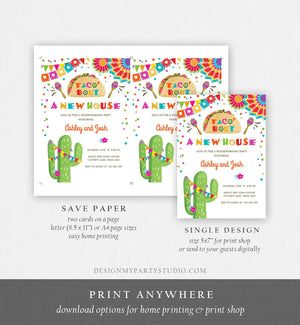 Editable Taco Bout A New House Housewarming Party Invitation Fiesta New Home Cactus Mexican Digital Download Corjl Template Printable 0045