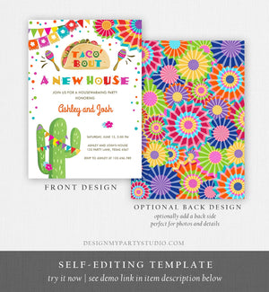 Editable Taco Bout A New House Housewarming Party Invitation Fiesta New Home Cactus Mexican Digital Download Corjl Template Printable 0045