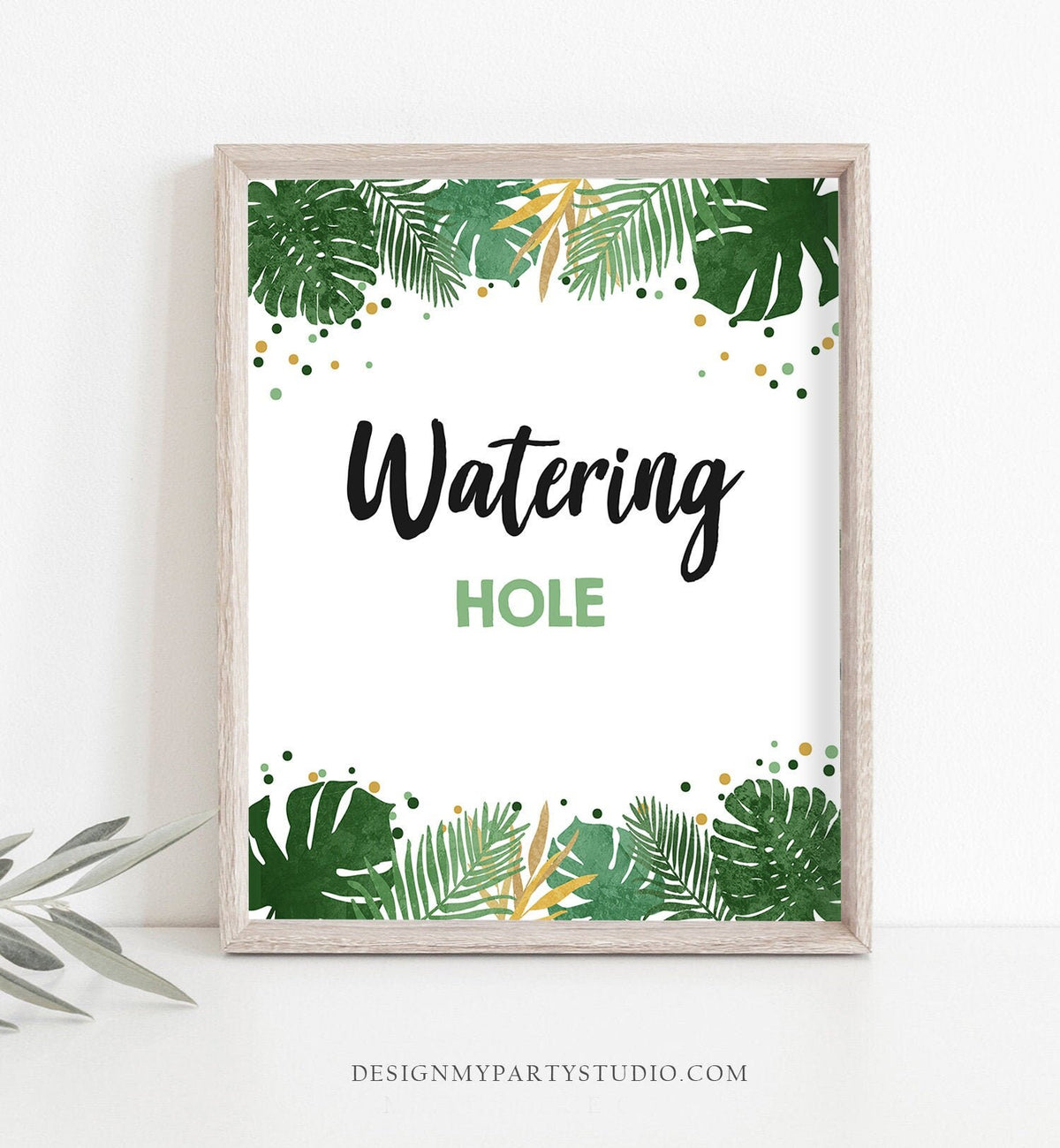 Watering Hole Birthday Sign Drink Table Decor Tropical Safari Birthday Wild One Animals Table Party Jungle Digital Download Printable 0332