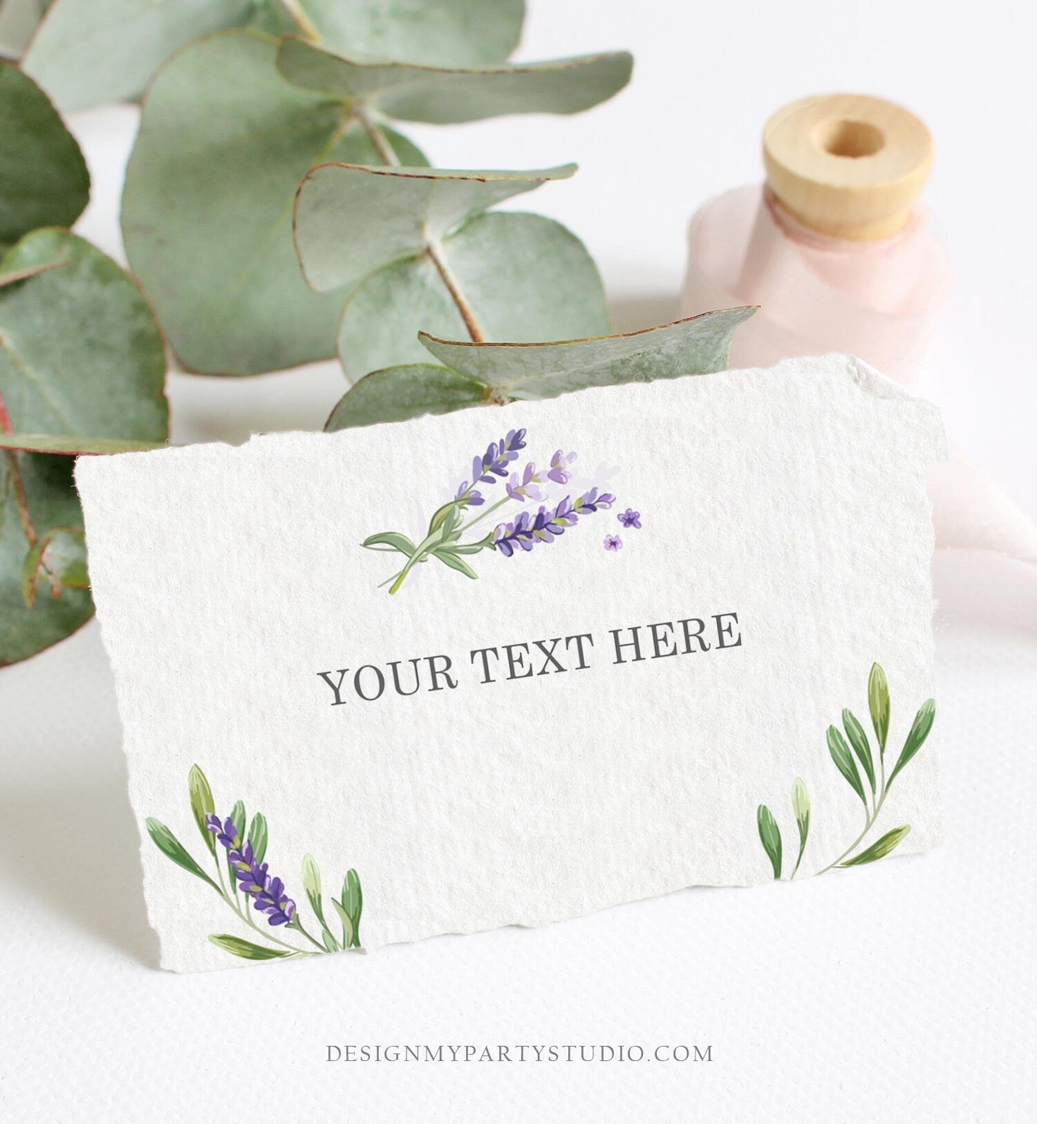 Editable Lavender Food Labels Place Card Lavender Tent Card Escort Card Bridal Shower Boho Greenery Floral Corjl Template Printable 0206