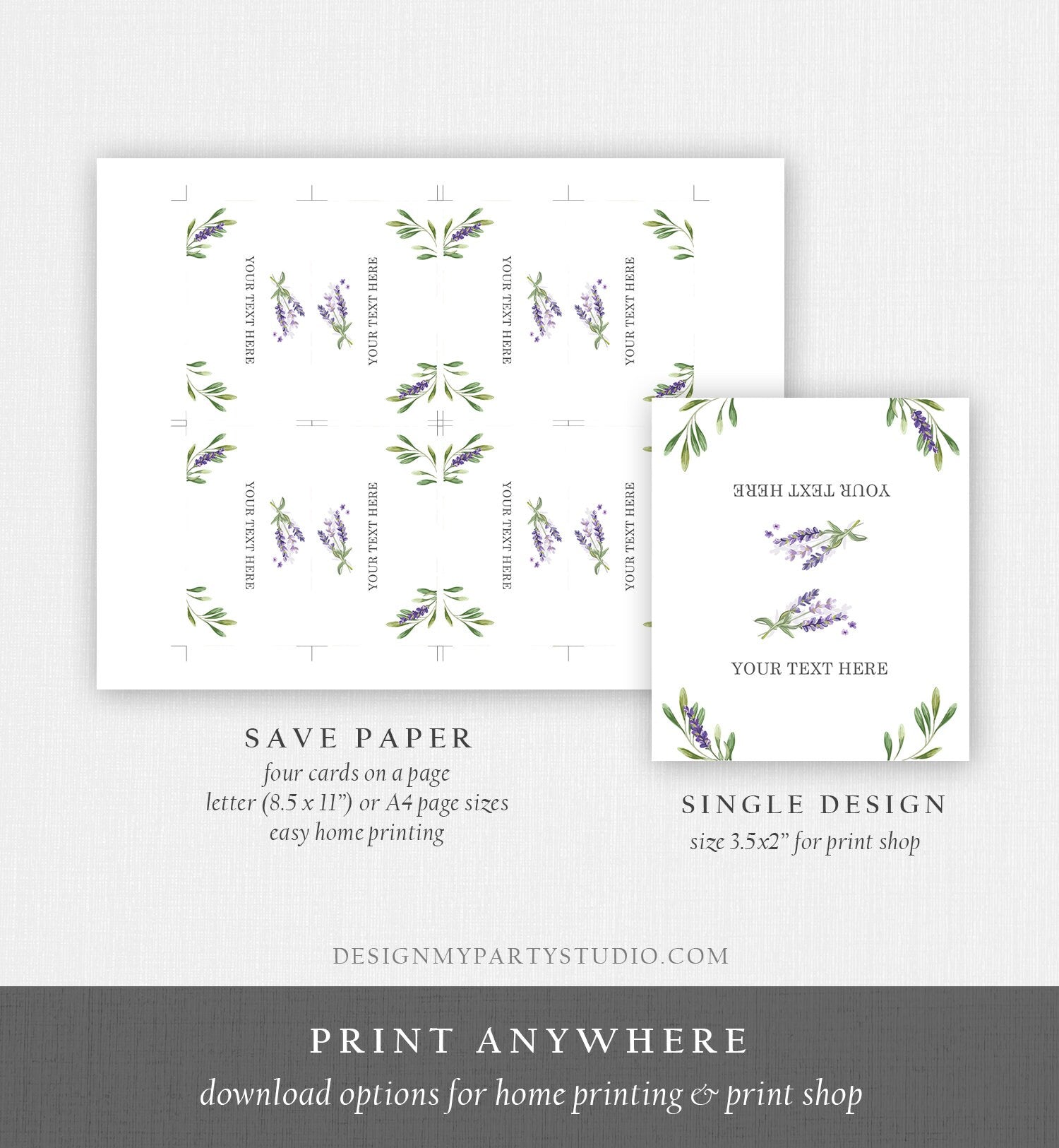 Editable Lavender Food Labels Place Card Lavender Tent Card Escort Card Bridal Shower Boho Greenery Floral Corjl Template Printable 0206