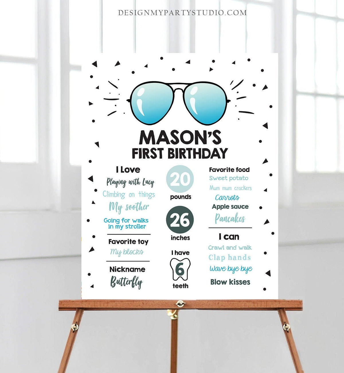 Editable Sunglasses Two Cool Birthday Milestones Sign Chalkboard Boy 1st First Birthday Second Palm Pilot Digital Template Printable 0136