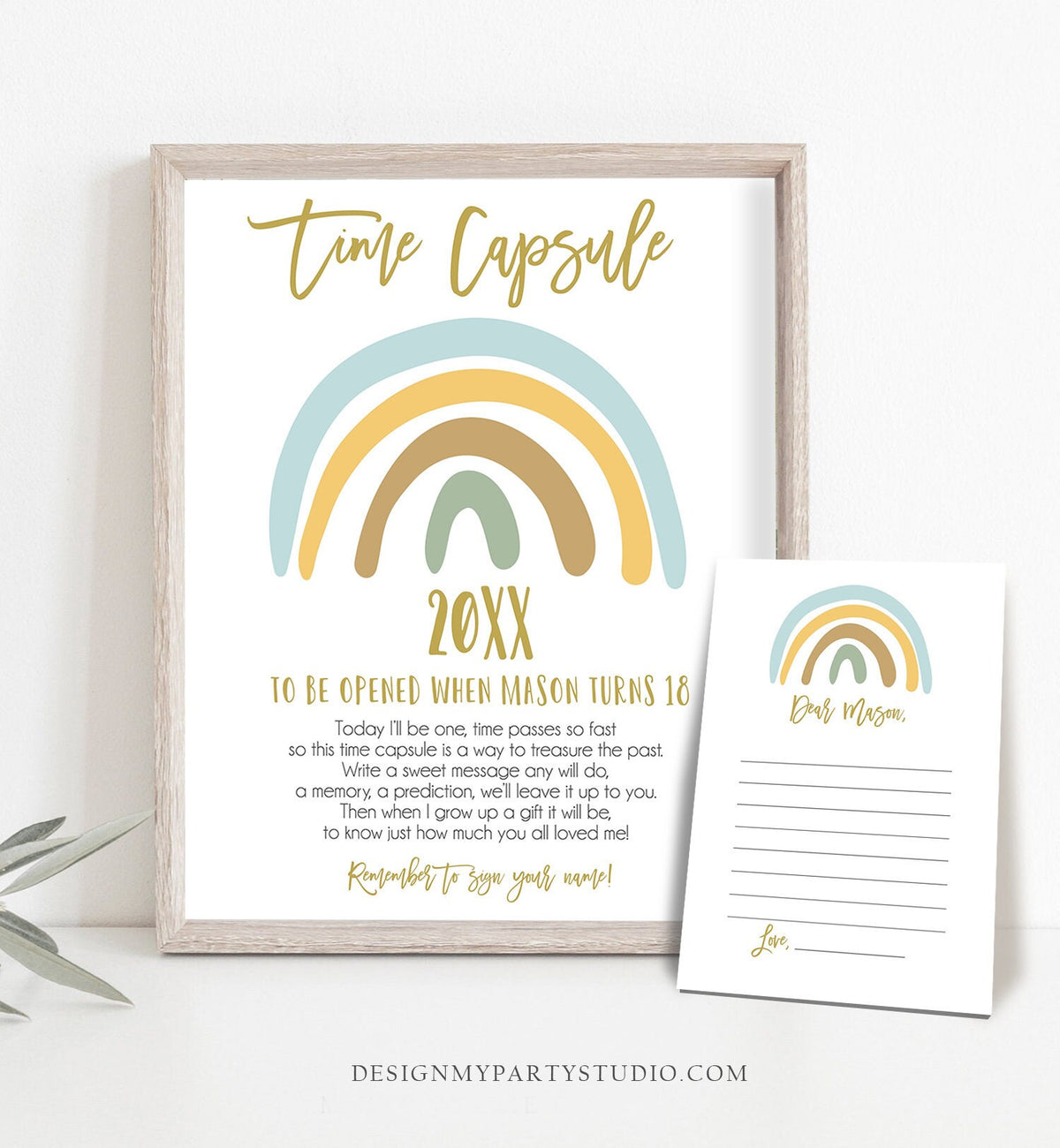 Editable Rainbow Time Capsule Boy Rainbow 1st Birthday Pastel Rainbow First Birthday Rainbow Boy Magical Printable Corjl Template 0331