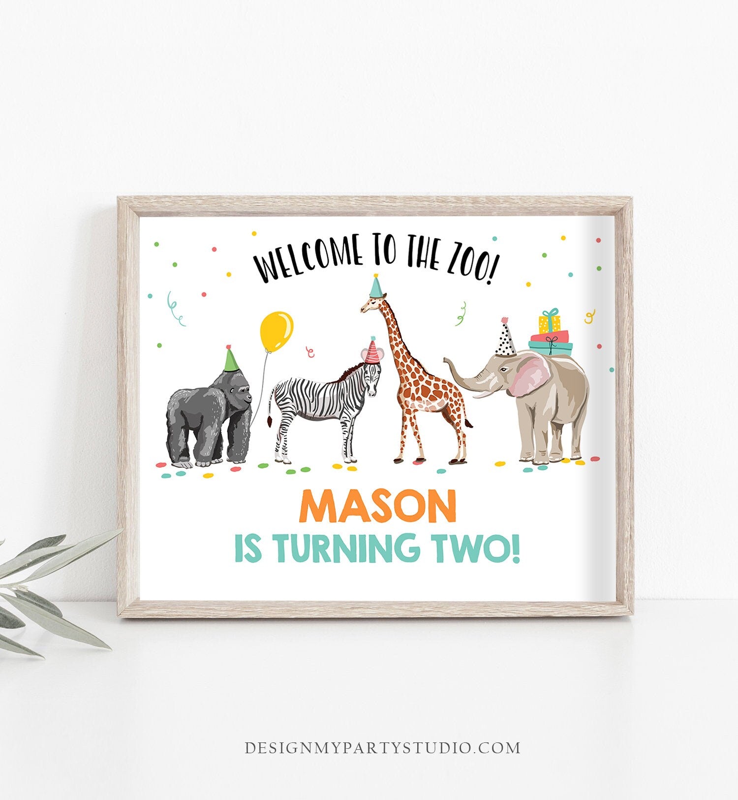 Editable Party Animals Welcome to the Zoo Sign Party Animal Sign Safari Jungle Sign Birthday Animals Boy Template PRINTABLE Corjl 0142