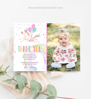 Editable Unicorn Thank You Card Girl Birthday Thank You Note Pink Gold Magical Party Baby Shower Download Corjl Template Printable 0336