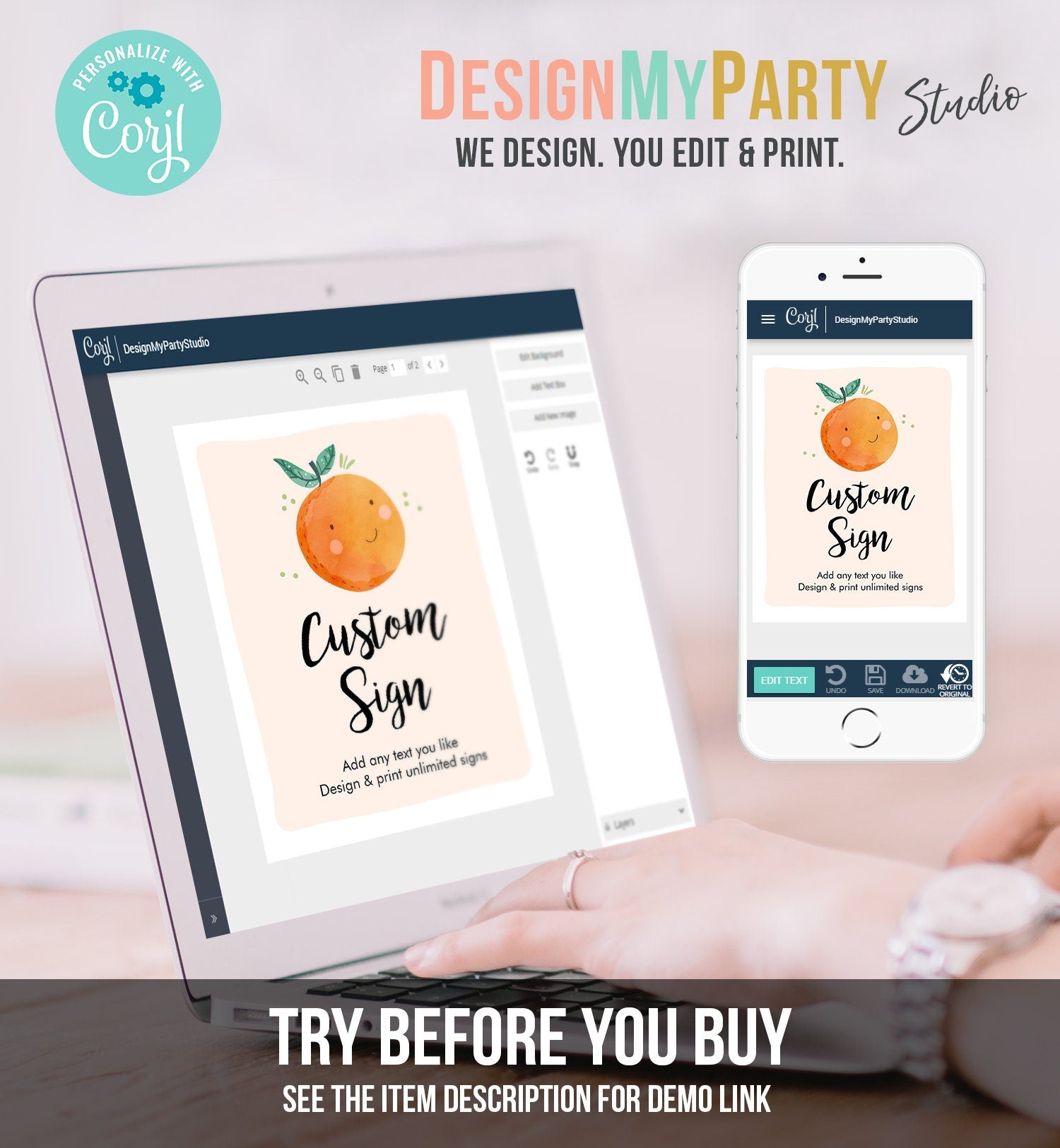 Editable Custom Sign Little Cutie Baby Shower Decor Gender Neutral Clementine Baby Shower Orange Digital Download Template Printable 0330