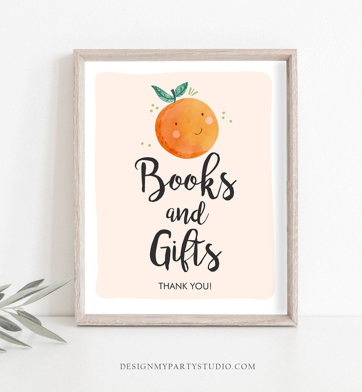 Books and Gifts Sign Orange Baby Shower Little Cutie Couples Shower Decor Citrus Gender Neutral Gift Table 8x10 Download Printable 0330