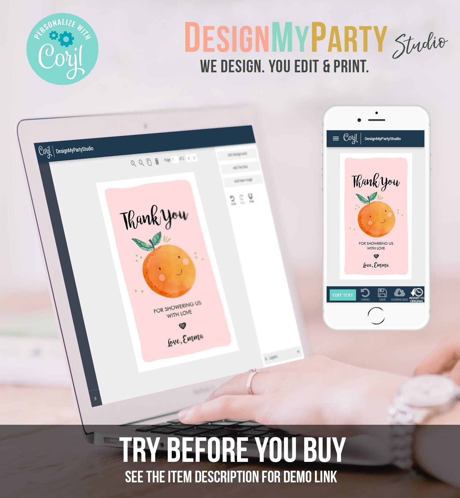 Editable A Little Cutie is on The Way Favor Tag Orange Clementine Baby Shower Cutie Gift Tag Pink Girl Template Corjl Printable 0330