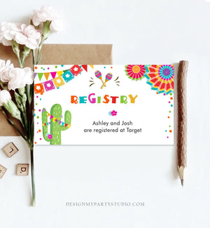 Editable Fiesta Insert Card Registry Card Enclosure Card Baby Bridal Shower Birthday Cactus Gift Card Mexican Succulent Corjl Template 0045