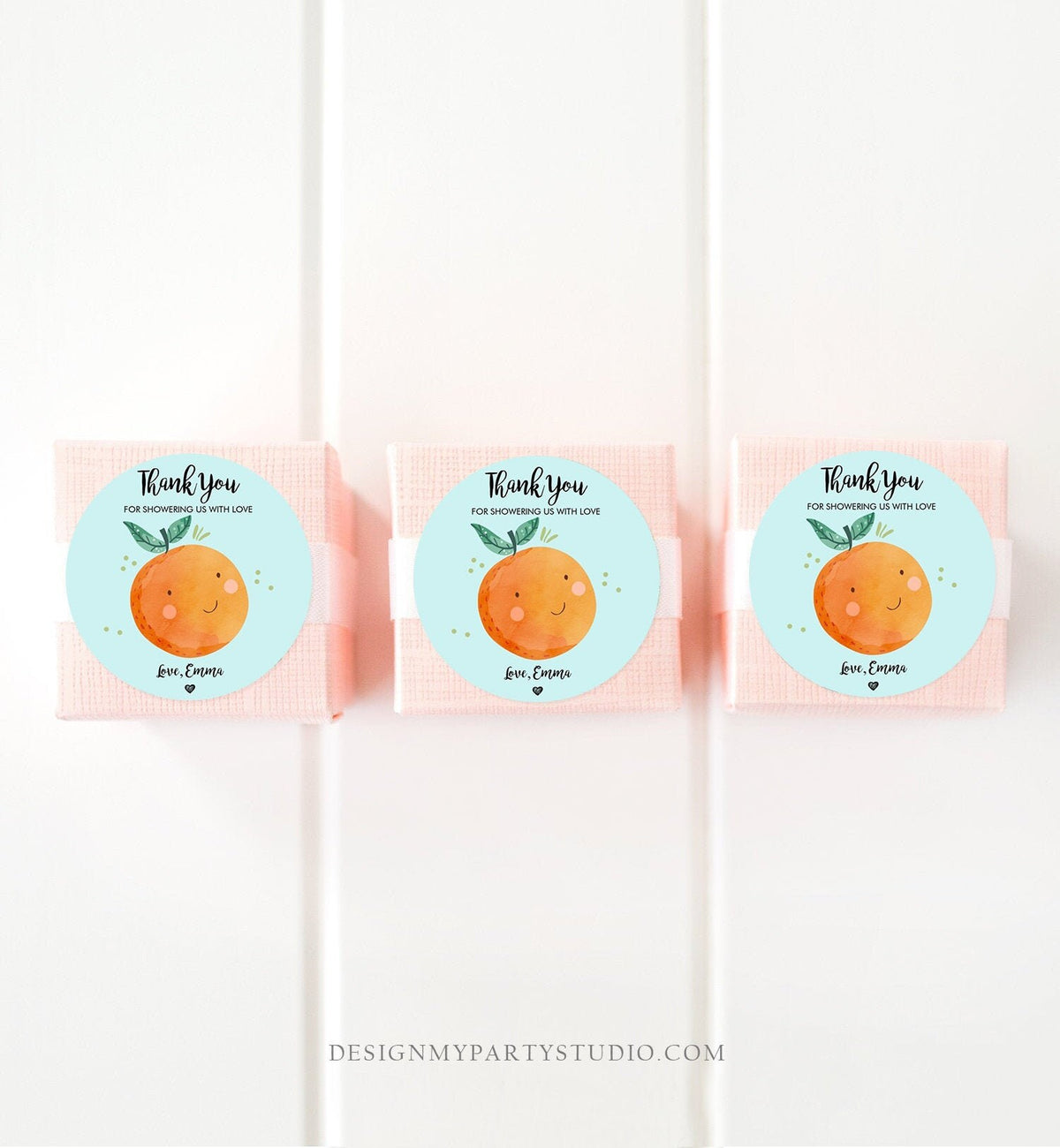 Editable A Little Cutie is on The Way Favor Tag Orange Clementine Baby Shower Cutie Gift Blue Boy Square Round Template Corjl Printable 0330