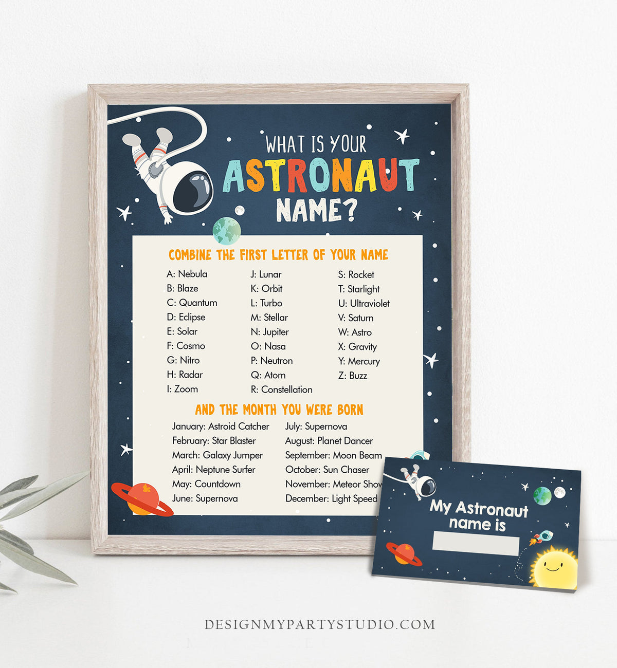 Editable What Is your Astronaut Name Game Outer Space Birthday Game Rocket Space Birthday Party Game Boy Template Printable Corjl 0046