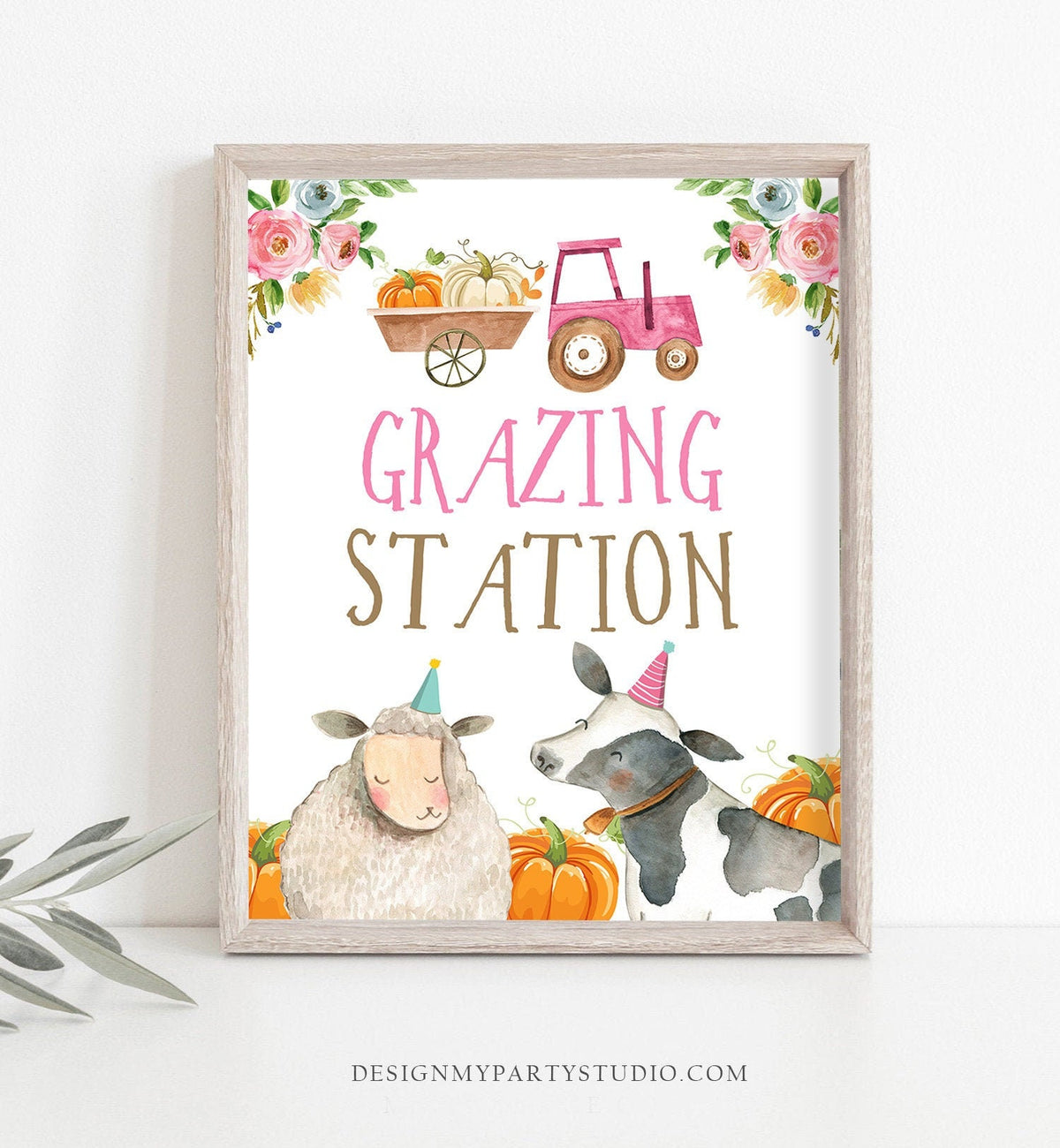 Grazing Station Farm Animals Food Party Sign Pumpkin Farm Birthday Sign Table Decor Barnyard Birthday Fall Snacks Farm Party Printable 0155