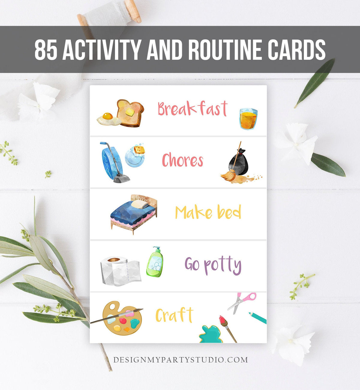 Visual Schedule Kids Daily Routine Chart 85 Cards Chores School Homeschool Toddler Preschoolers Calendar Daycare Download Printable 0341