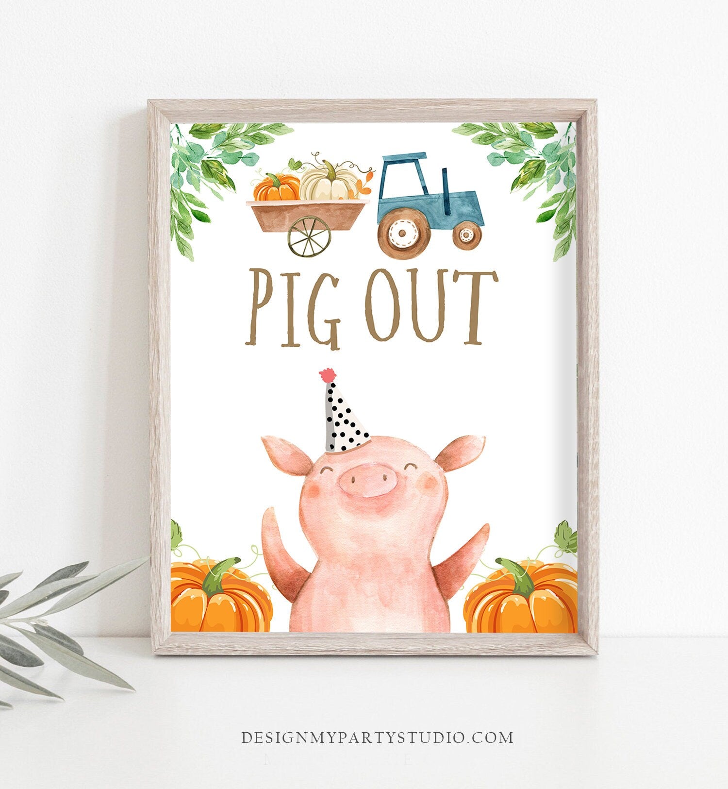 Pig Out Table Sign Pumpkin Farm Animals Birthday Decorations Barnyard Decor Fall Boy Birthday Tractor Farm Buffet Barnyard PRINTABLE 0155