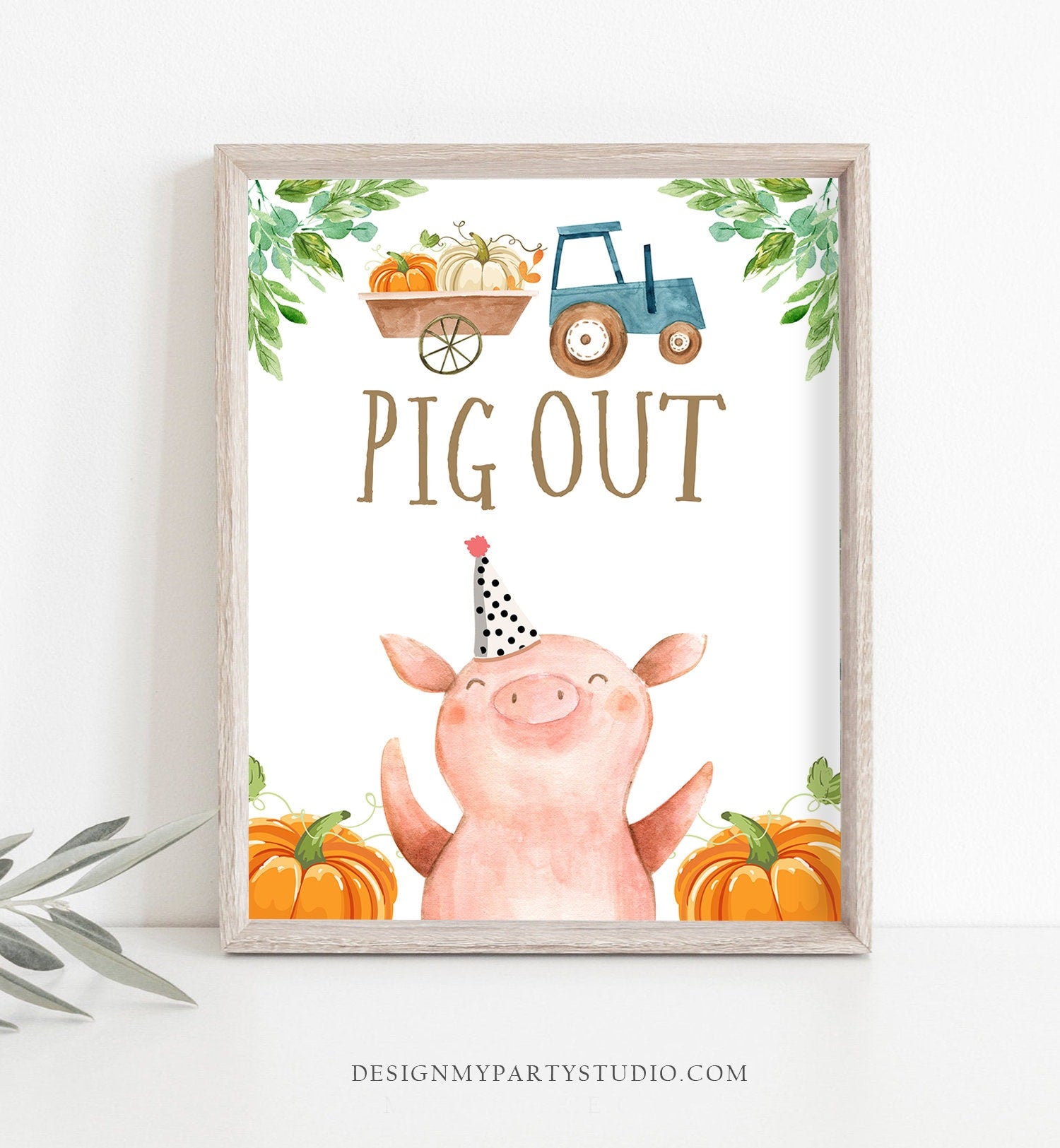 Pig Out Table Sign Pumpkin Farm Animals Birthday Decorations Barnyard Decor Fall Boy Birthday Tractor Farm Buffet Barnyard Printable 0155