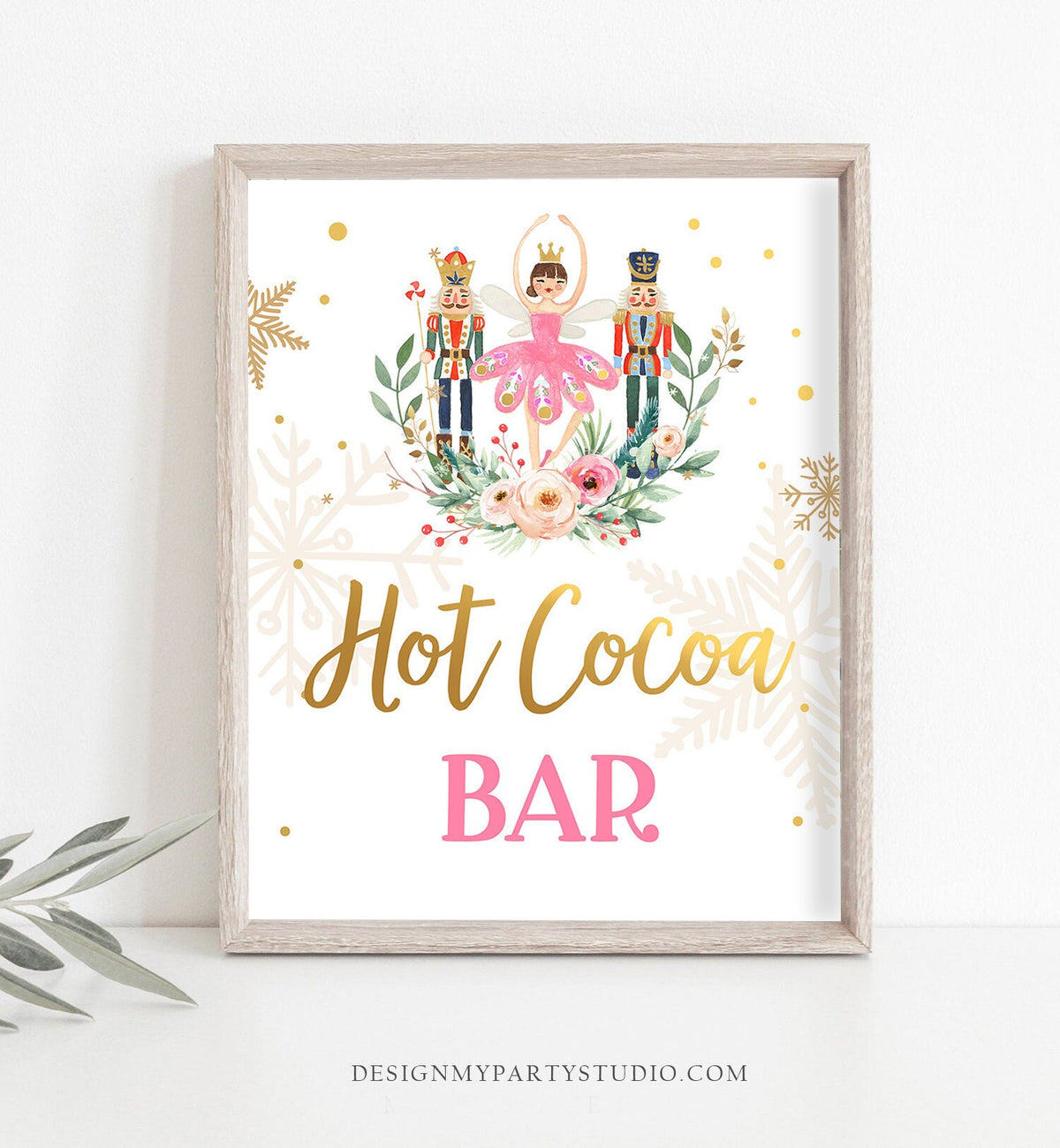 Hot Cocoa Bar Sign Nutcracker Birthday Decor Hot Chocolate Sign Girl Sugar Plum Fairy Pink Nutcracker Ballet Decor Download Printable 0352