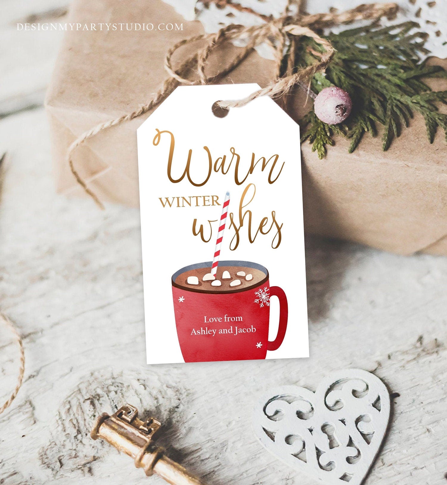 Editable Warm Wishes Tag Personalized Christmas Tag Hot Cocoa Tag Holiday Gift Tag Hot Chocolate Download Printable Template Corjl 044300353