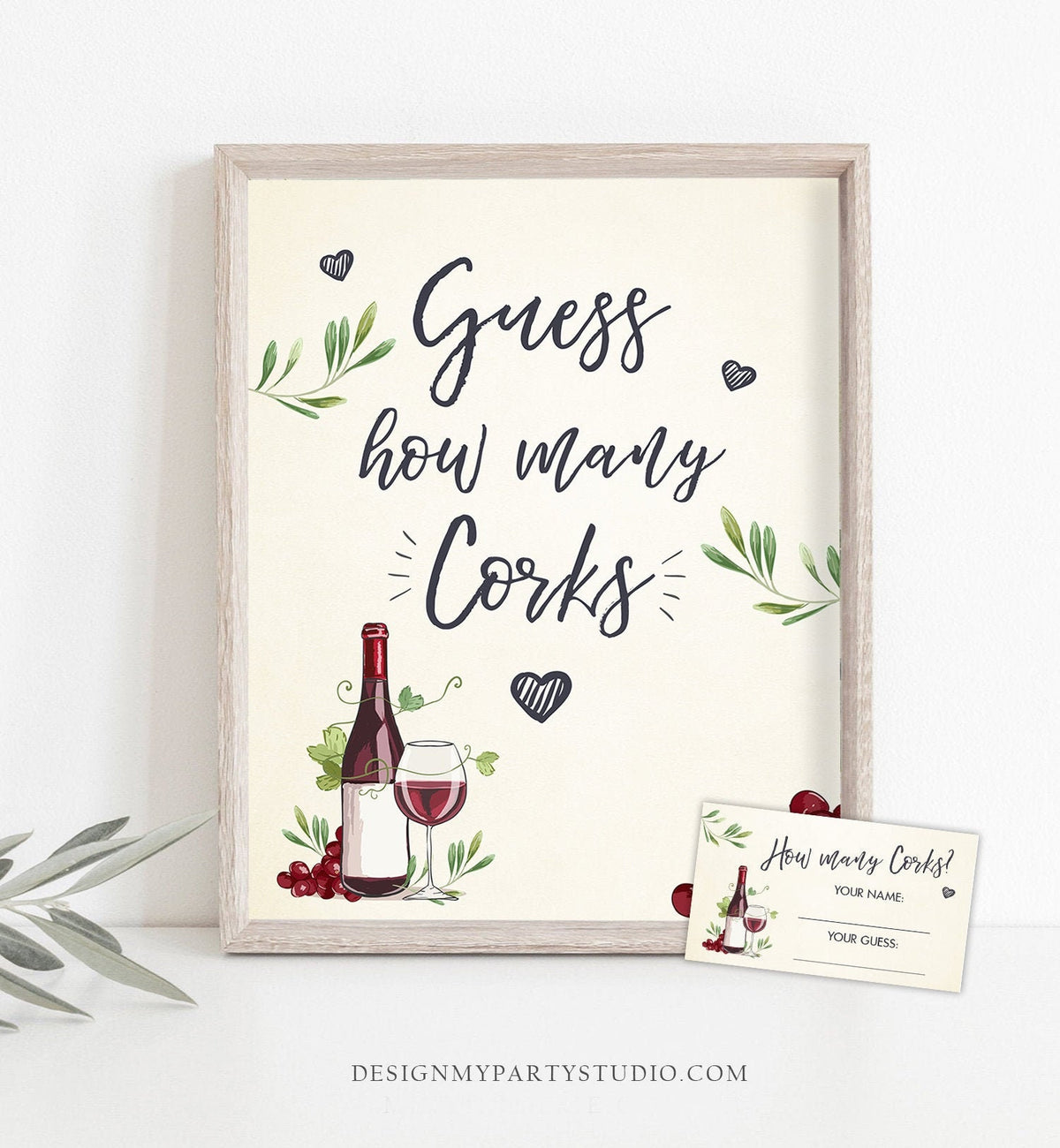 Guess How Many Corks Wine Bridal Shower Game Are in the Jar Wine Tasting Grapes Sign Cards Cork Games Instant Download Printable 0234