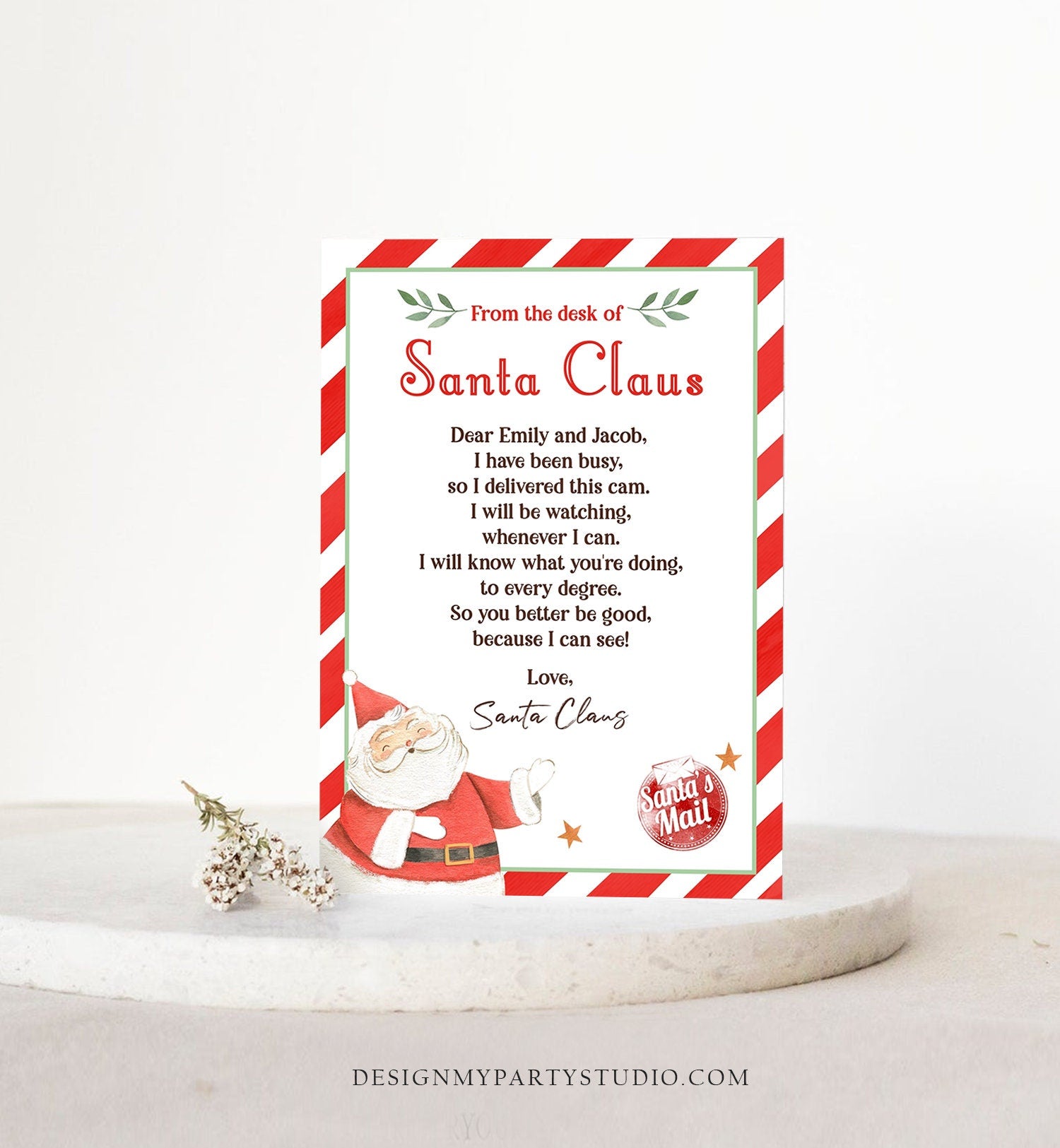 Editable Personalized Santa Cam Letter North Pole Express Mail Santa Claus Letter Letter from Santa Instant Download Printable Template 0358